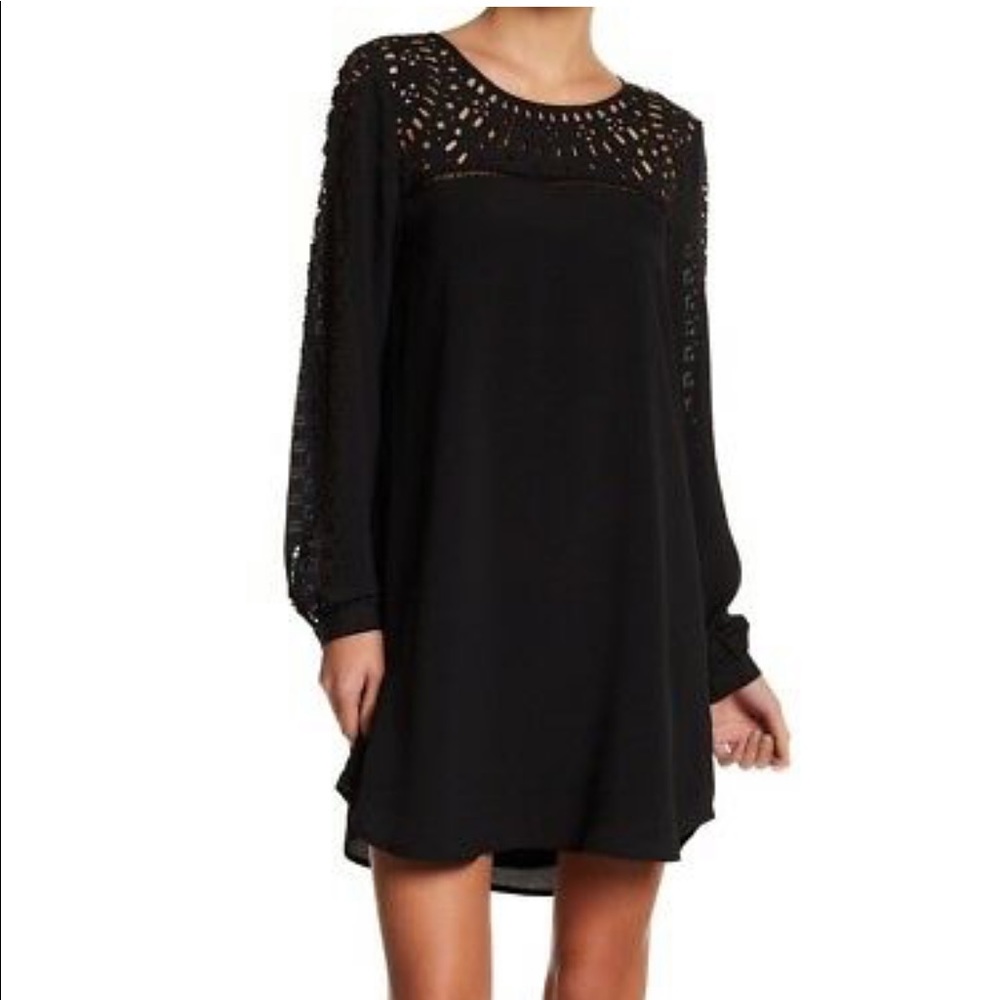 Michael Stars Black S Laser-cut Shift Dress
